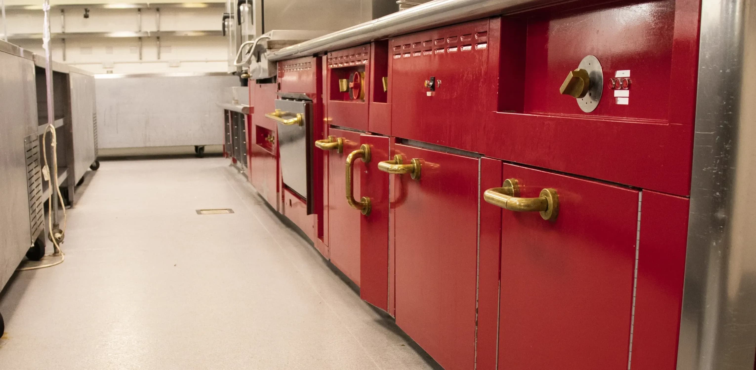 Cleaned commercial kitchen equipment maintained to high hygiene standards for hospitality clients.