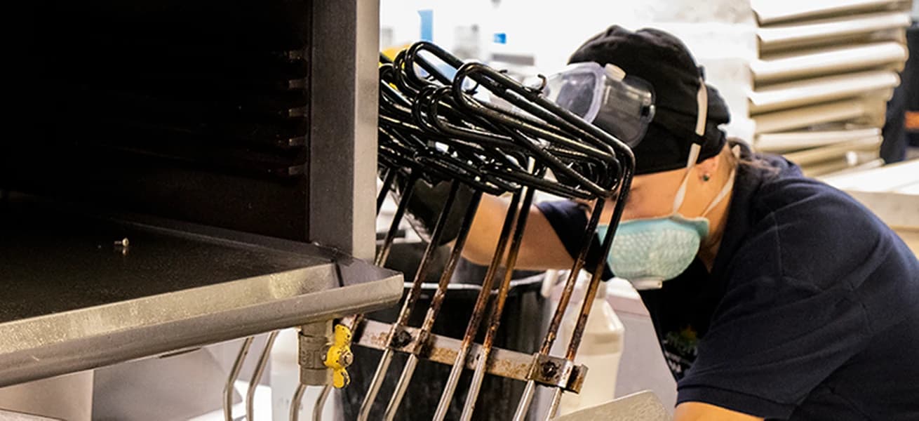 Cleaner and safer commercial kitchen environment maintained by Bright cleaning team.