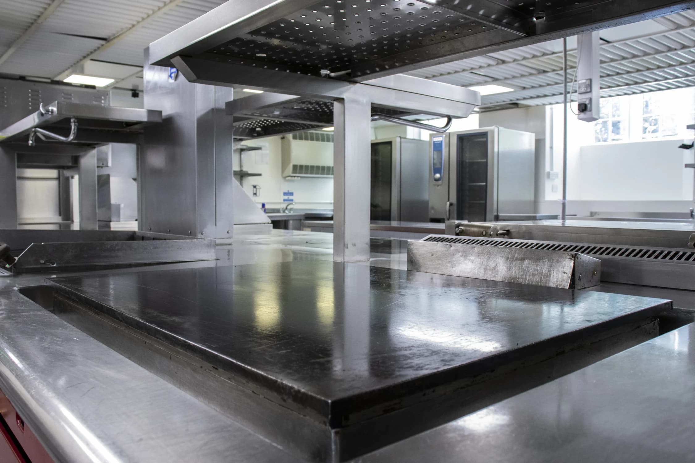 Commercial kitchen professionally deep cleaned by Bright team for hygiene and compliance.
