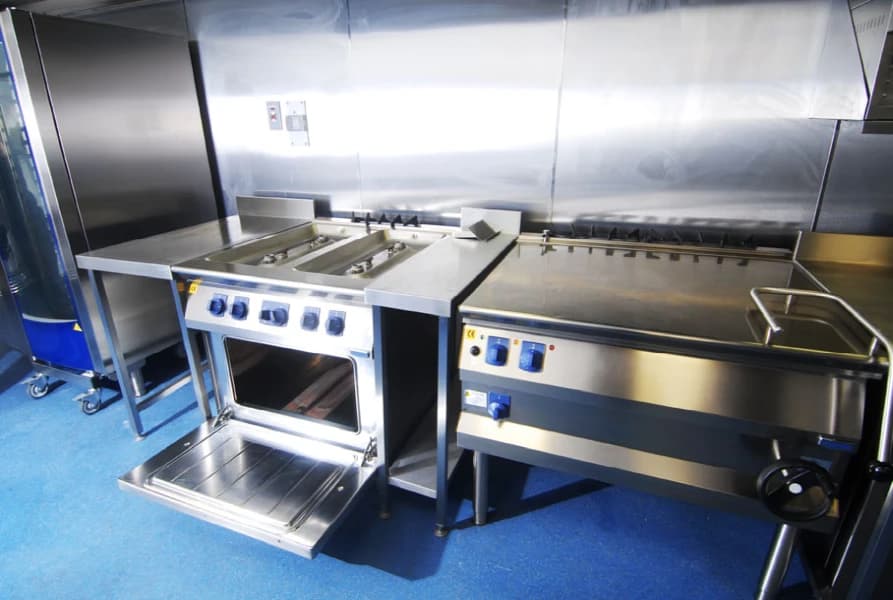 Specialist equipment used to deep clean commercial kitchen oven and cooking surfaces.